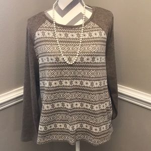 Brown and white sweater